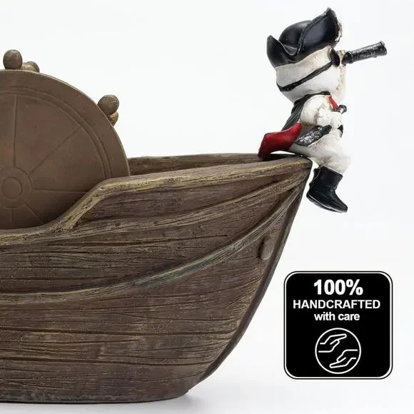 Pirate Ship Coasters Set of 6, Full Size Rustic Coaster in Handmade Canoe, Cute - Picture 4 of 7